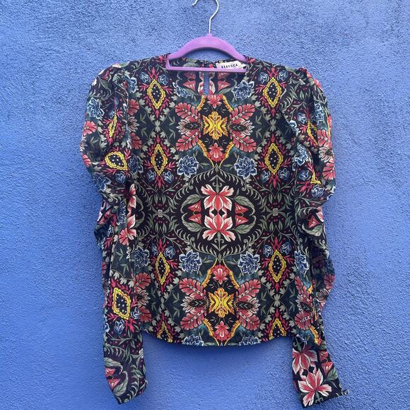 Rebecca Minkoff Tops - rebecca minkoff sheer poof sleeve floral top